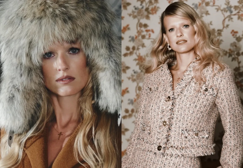 Меховая шапка, люрекс и винтаж: Софья Эрнст снялась в новогодней кампании бренда "Хохлома"